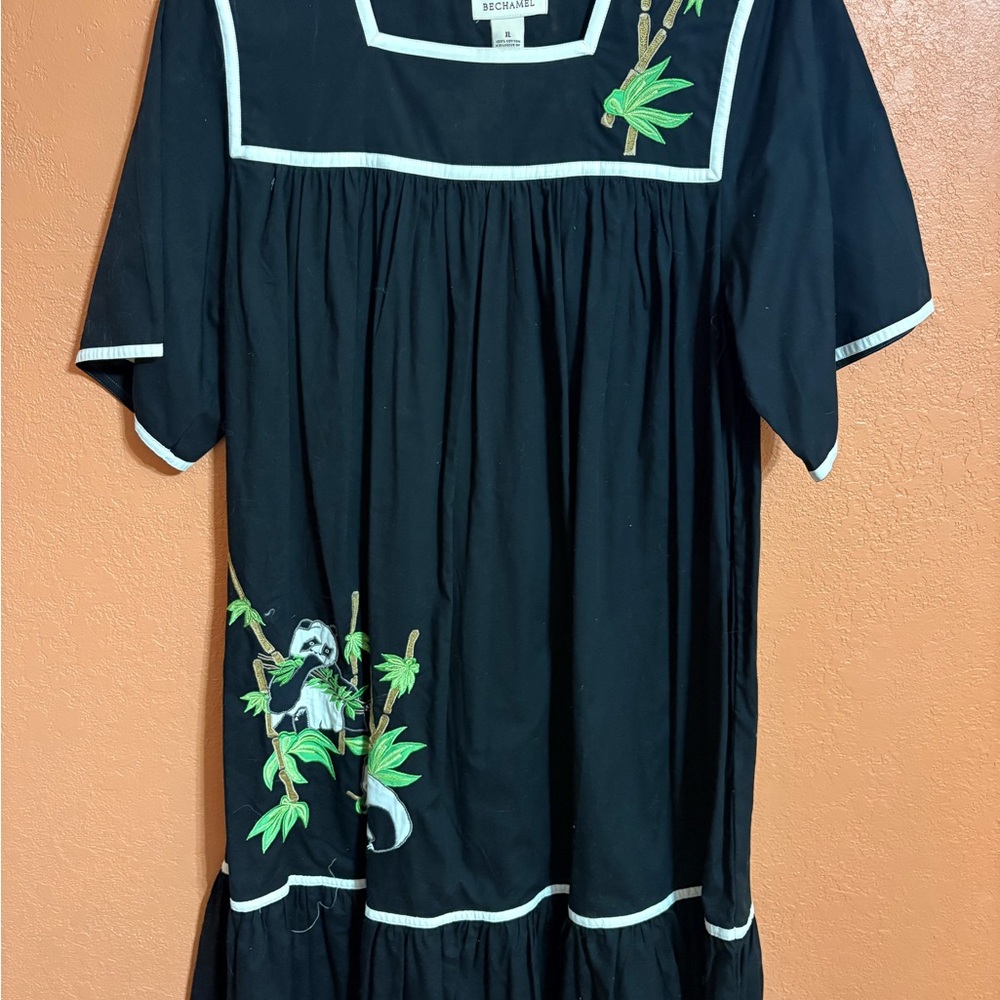 Bechamel Blue and Green Pleated Sundress with Flutter Sleeves